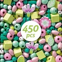 Djeco coffret perles en bois - création bijoux fleurs et feuilles-2
