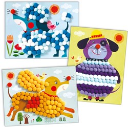 Djeco coffret créatif PomPom Puppies - chiens collage créatifs