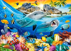 Castorland puzzle dauphins animaux tropicaux 100 pièces