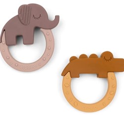 Done by Deer Jouet de dentition 2-pack Deer friends Mustard/Powder