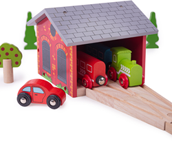 BigJigs Remise en Bois pour 2 Trains - Accessoire Train Jouet