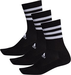 Adidas 3 Stripe Cushioned Crew Socks Adult (3 Pairs) - Black - 4.5 - 5.5