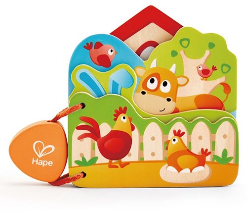 Hape livre en bois animaux de la ferme pour bébés - livre éducatif bébé-2
