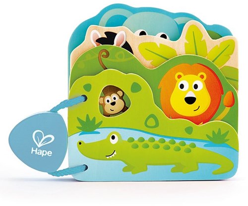 Hape livre bébé en bois animaux sauvages jouet durable coloré-2