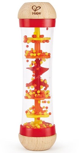 Hape Bâton de pluie à perles - Jouet musical sensoriel rouge-2