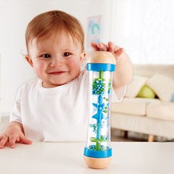 Hape faiseur de pluie avec perles - bleu jouet musical sensoriel