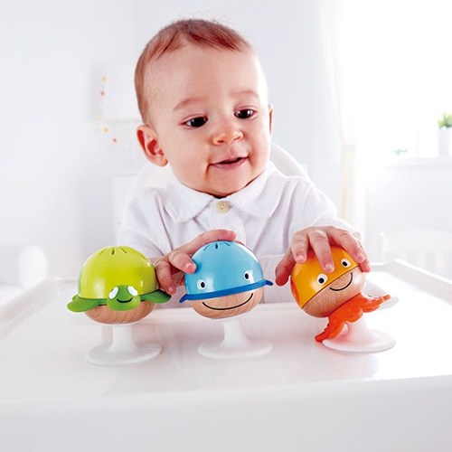 Hape Set de hochets avec ventouses jouet bébé animaux marins colorés