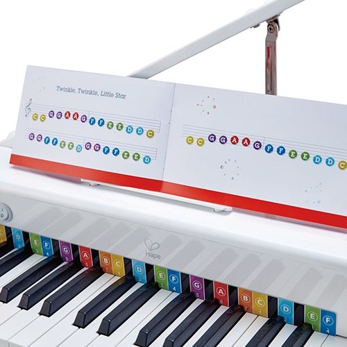 Hape Piano à queue électrique - Blanc - Piano jouet de luxe-3