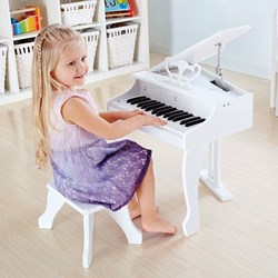 Hape Piano à queue électrique - Blanc - Piano jouet de luxe