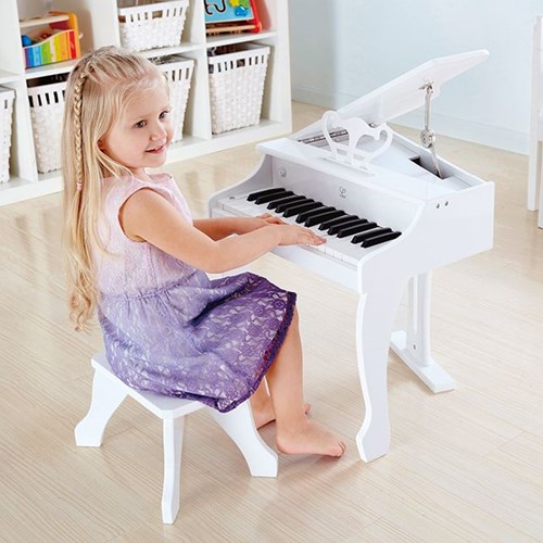 Hape Piano à queue électrique - Blanc - Piano jouet de luxe