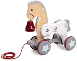 Hape jouet à tirer en bois poney - jouet éducatif pour tout-petits avec clochette