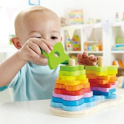 Hape Formes à empiler arc-en-ciel jouet en bois - 19 pièces éducatives