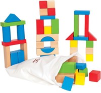 Hape blocs de construction en bois 50 pièces jouet d'empilage coloré-2