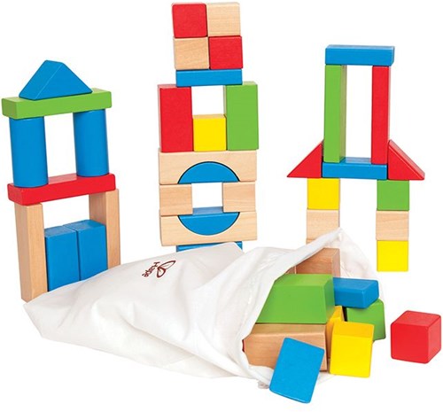 Hape blocs de construction en bois 50 pièces jouet d'empilage coloré-2