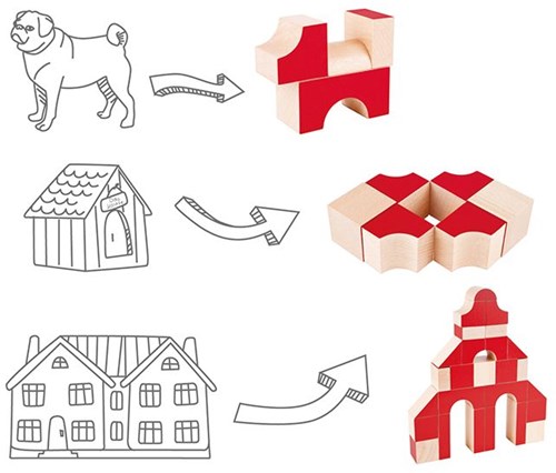 Hape blocs de construction en bois jouet rouge 30 pièces durable-3