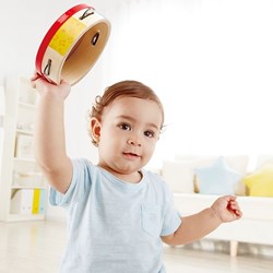 Hape tambourin en bois instrument de musique pour enfants coloré