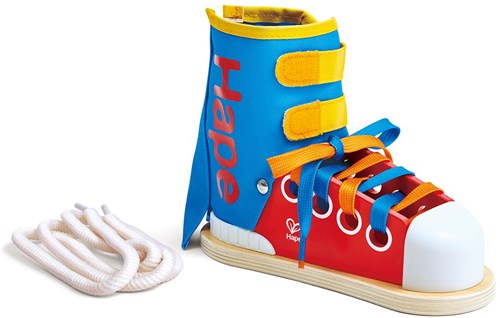 Hape chaussure d'apprentissage à lacer jouet éducatif bois coloré-2