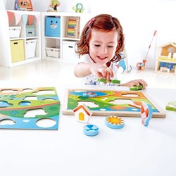 Hape Pepe & Friends puzzle en bois 3-en-1 jouet coloré