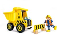 Hape camion-benne véhicule de chantier jouet en bois jaune pour enfants-2