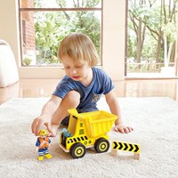 Hape camion-benne véhicule de chantier jouet en bois jaune pour enfants
