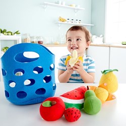 Hape panier de fruits pour tout-petits - set de fruits en feutre - 8 pièces