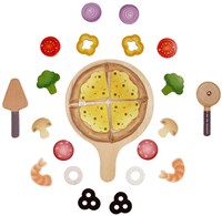 Hape set de jeu pizza jouet de cuisine en bois avec boîte à pizza-3