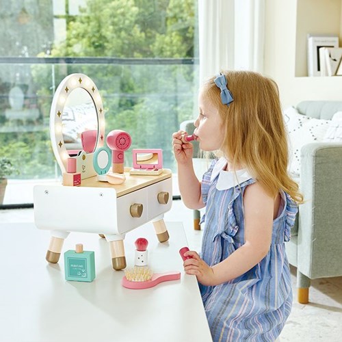 Hape coiffeuse jouet avec miroir et accessoires - My Stylish Dressing Table-3