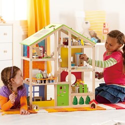 Hape maison de poupée en bois avec meubles - maison de jouet durable