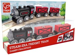 Hape train à vapeur jouet en bois marchandises noir rouge