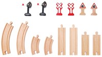 Hape circuit de train en bois - accessoires ferroviaires mécaniques 14 pièces-2