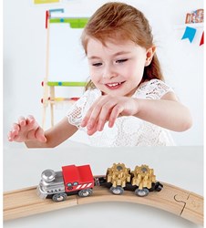 Hape train en bois à engrenages - set de train coloré