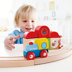 Hape set de construction gare en bois - blocs colorés pour jouer