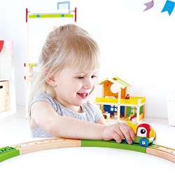 Hape extension de circuit train bois jungle - set de 4 rails