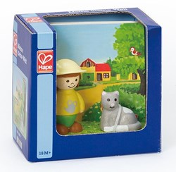 Hape figurine chat en bois avec livre - jouet durable