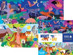 Crocodile Creek puzzle animaux jour et nuit - 100 pièces - jouet éducatif