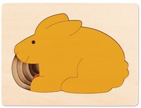 Hape puzzle en bois lapin - puzzle à couches 5 pièces jouet durable-2
