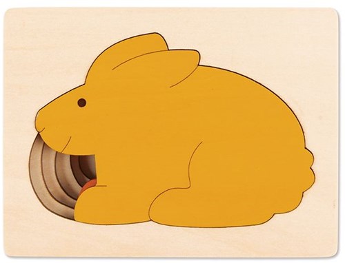 Hape puzzle en bois lapin - puzzle à couches 5 pièces jouet durable-2