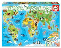 Educa puzzle carte du monde des animaux 150 pièces carton enfants