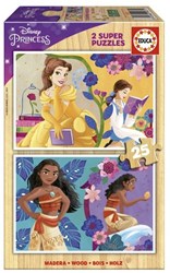 Educa puzzle en bois Disney Princess Belle et Vaiana 2x25 pièces