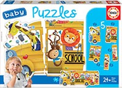 Educa puzzle bus scolaire animaux 19 pièces jouet en carton