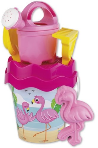 Androni Giocattoli seau flamant rose - jouet de plage 6 pièces rose