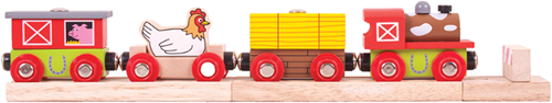 BigJigs train en bois Farmyard - set de train jouet ferme