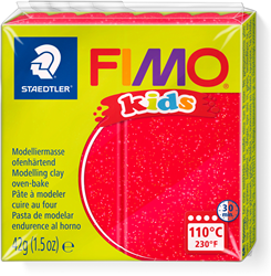 Fimo pâte à modeler enfants rouge pailleté 42g cuisson créative