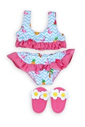 Heless bikini flamant rose pour poupée avec sandales - ensemble de bain rose pour poupée 35-45cm