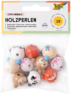 Folia perles en bois animaux mignons - jouet perles 18 mm
