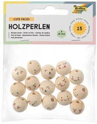 Folia perles en bois visages mignons - set créatif 15 pièces