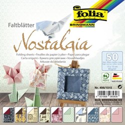 Folia feuilles à plier Nostalgia - papier origami 15x15cm - 50 feuilles
