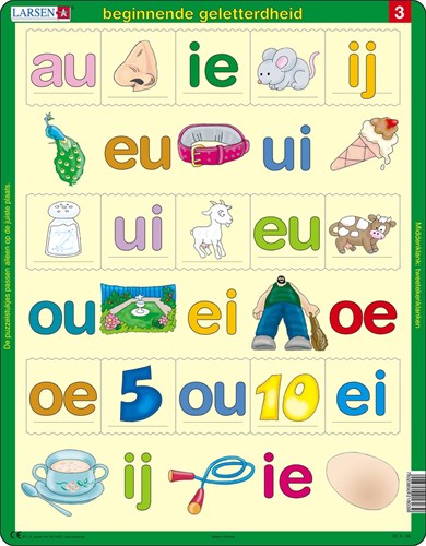 Larsen puzzle - Premiers pas en lecture 3 - jouet éducatif - 15 pièces