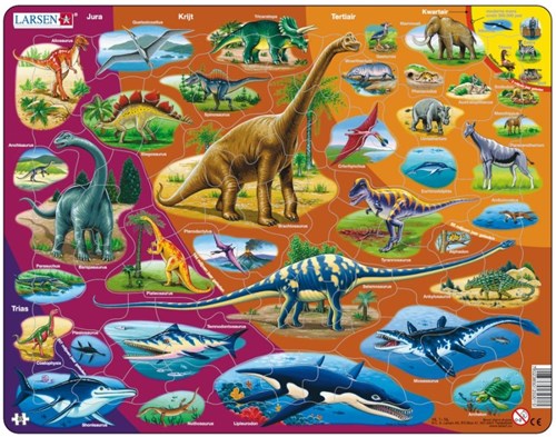 Larsen puzzle - dinosaures - éducatif en carton - 85 pièces