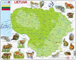 Larsen puzzle - carte physique de la Lituanie - jouet éducatif 60 pièces